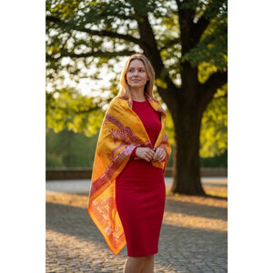 Cartier Silk Double Dragon Scarf/ Shawl 34"must de Cartier Scarf in Box